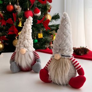 Christmas Gnome red gray-  زينة عيد الميلاد جنوم