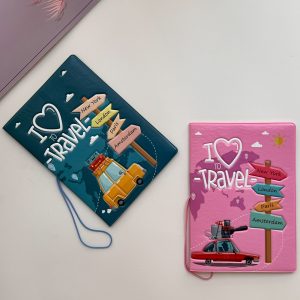 حافظة جواز سفر مجسمة -3D - I love travel passport cove