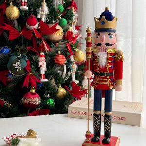 38 cm Wooden King Nutcracker - ديكور كريسماس كسارة البندق الملك الخشبي