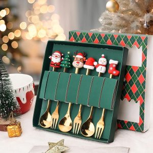 ملاعق وشوكات عيد الميلاد - 6 pcs christmas fork spoon set